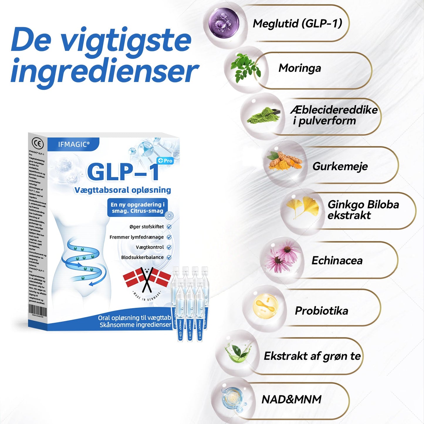 IFMAGIC® GLP-1 Pro Vægttab Oral Opløsning👩⚕️En dosis om dagen – synlige resultater inden for 7 dage🔥Velegnet til kroniske sygdomme, fedme, diabetes, hjerte-kar-sygdomme 🎖️