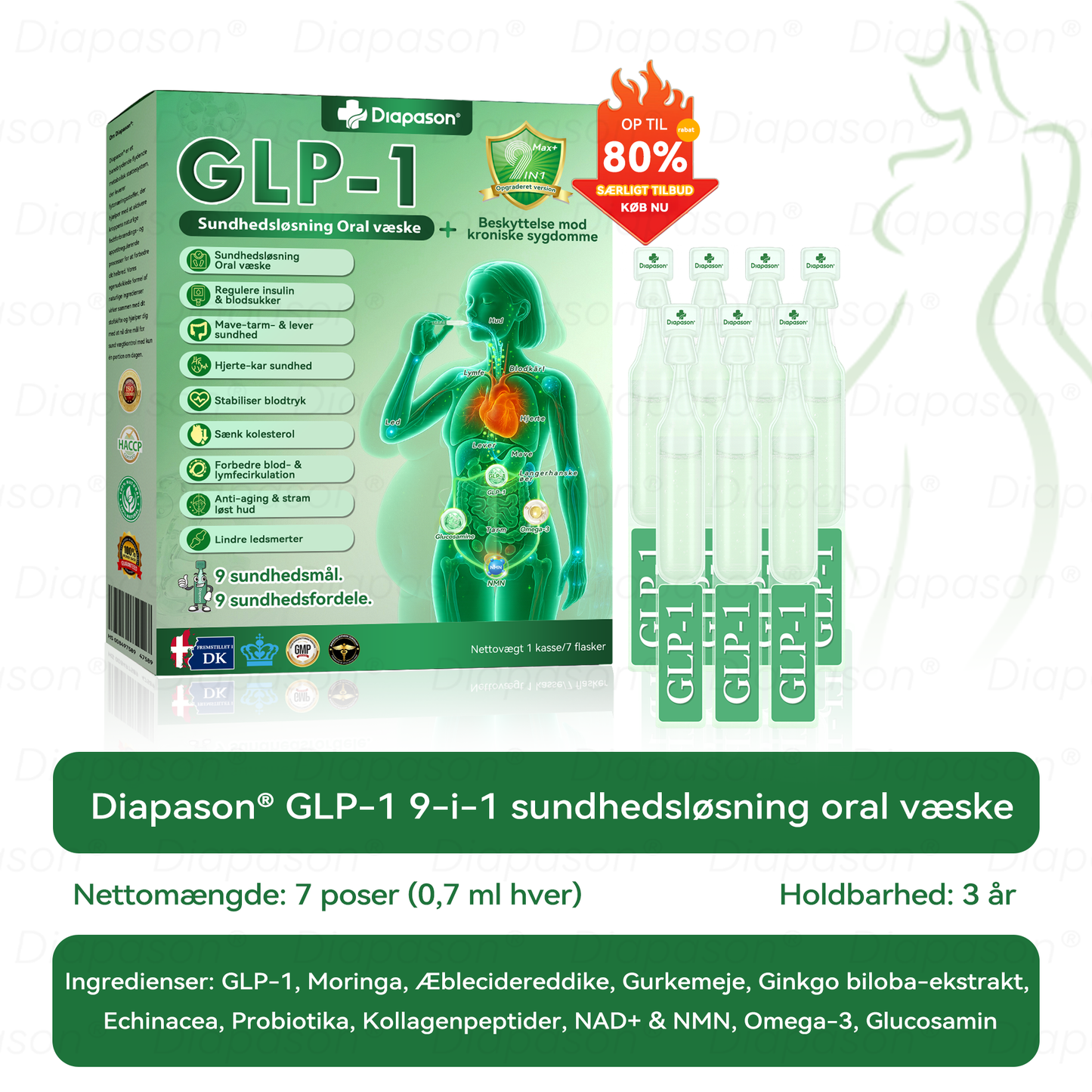 Officiel Butik | Diapason® GLP-1 9 I 1 Sundhedsløsning Oral Væske 🌿 Formel til beskyttelse mod kronisk sygdom 💎