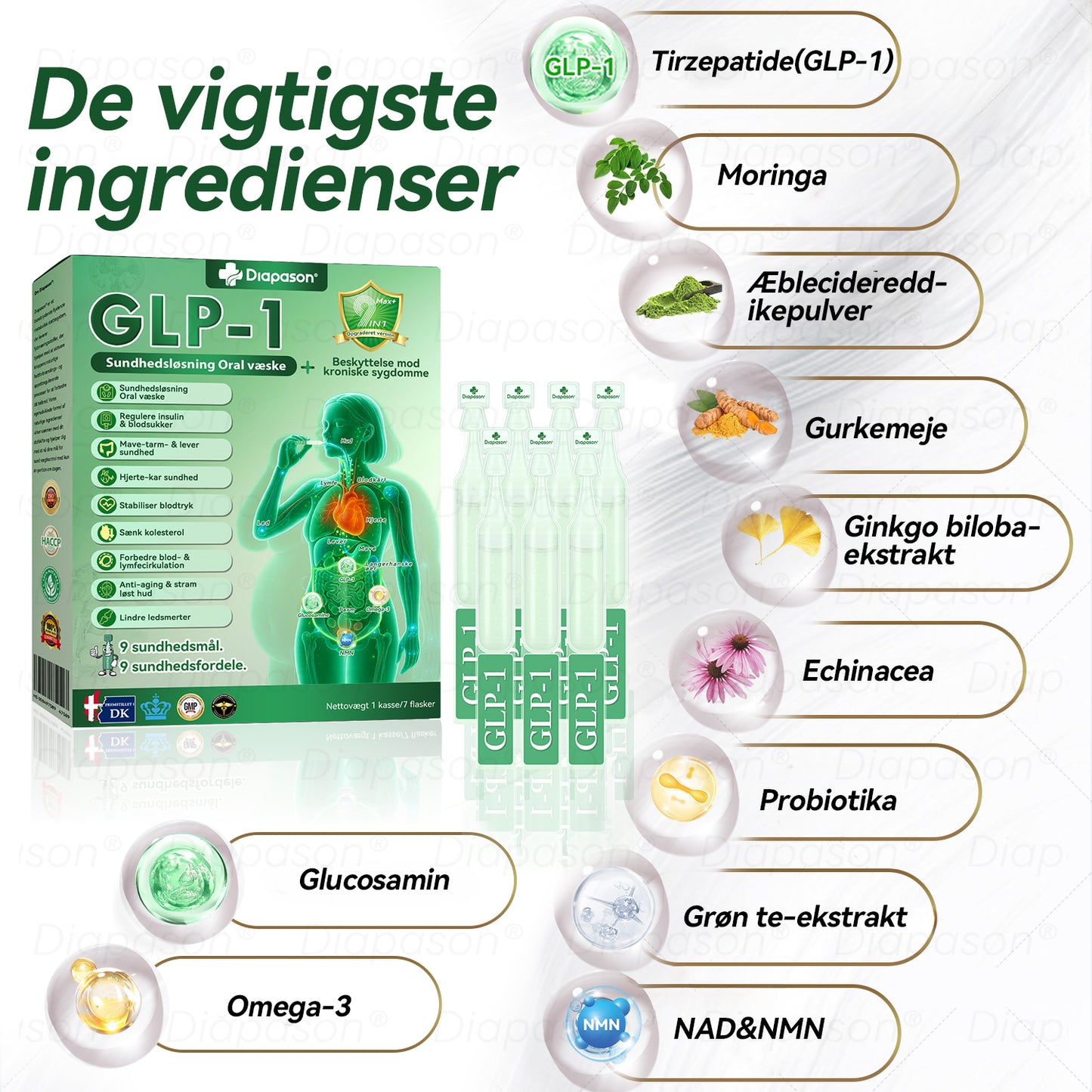 Officiel Butik | Diapason® GLP-1 9 I 1 Sundhedsløsning Oral Væske 🌿 Formel til beskyttelse mod kronisk sygdom ✌️